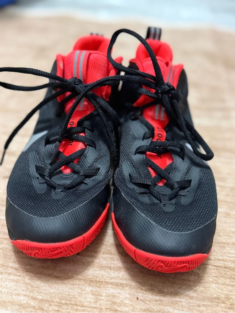 Nike Kids Black & Neon Red Athletic Sneakers with Silver Swoosh